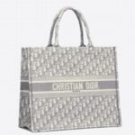 Dior Large Book Tote Bag Replica in Grey Dior Oblique Embroidery