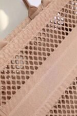 Dior Large Book Tote Bag Replica in Beige Mesh Embroidery - Image 6