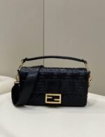 Top Quality Fake Fendi Large Baguette Bag In Black FF - Image 7