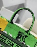 Dior Medium Book Tote Bag Faux in Green D-Jungle Pop Embroidery - Image 2