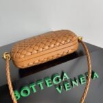 Replica Bottega Veneta Knot Minaudiere On Strap Camel Intreccio Lambskin - Image 4