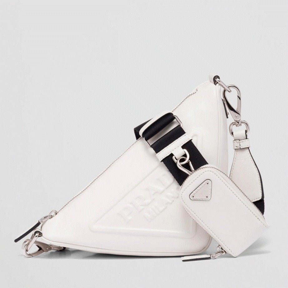 A619BA8C-CEAC-09E6-1C8C-A014CEE3D269.jpg Prada Triangle Shoulder Bag Fake in White - Image 1