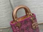 Dior Lady Dior Mini Chain Bag Fake in Satin with Pink Resin Pearl Embroidery - Image 8