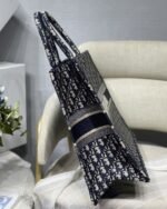 Dior Large Book Tote Bag Fake in Blue Dior Oblique Embroidery - Image 8