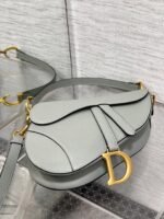 Dior Saddle Bag with Strap Fake in Grey Stone Grained Calfskin - Image 6