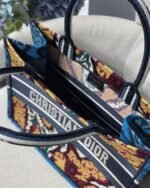 Dior Medium Book Tote Bag Replica in Blue Multicolor Dior Paisley Embroidery - Image 6