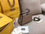 Top Quality Knockoff Fendi Peekaboo Mini Selleria Grey Bag with Python Leather Handle - Image 2