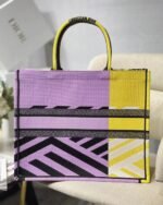 Dior Large Book Tote Bag Faux in Yellow D-Jungle Pop Embroidery - Image 8