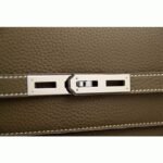 Grey Calf Leather Fake Hermes Kelly Depeche 38cm Briefcase Elegant Bag - Image 7