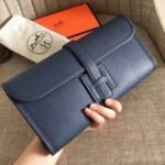 High quality sapphire epsom replica Hermes Jige Elan clutch bag