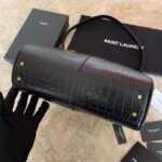 YSL Saint Laurent classic reproduction crocodile pattern shopping bag with detachable chain, bronze metal chain - Image 5