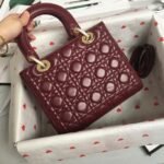 Dior Lady Dior Medium Bag Replica in Bordeaux Lambskin - Image 7