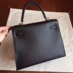 Black Epsom Fake Hermes Kelly Sellier 28cm Stylish Handbag - Image 5
