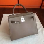 Etoupe Epsom Replica Luxury Hermes Kelly 32cm Sellier Elegant Tote - Image 2