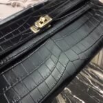 Black Crocodile Replica Hermes Kelly Cut Clutch Exotic Skin Bag - Image 9