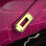 Rose Red Crocodile Replica Hermes Kelly Cut Clutch Elegant Accent Bag - Image 6