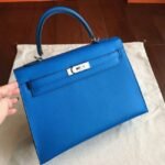 Blue Epsom Fake Hermes Kelly 32cm Sellier Fashion Handbag