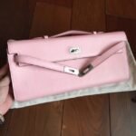 Rose Dragee Swift Knockoff Hermes Kelly Cut Clutch Soft Pastel Bag - Image 5