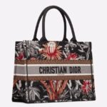Dior Medium Book Tote Replica in Black Camouflage with Multicolored