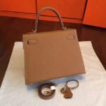 Brown Epsom Faux Luxury Hermes Kelly Sellier 28cm Elegant Purse - Image 8