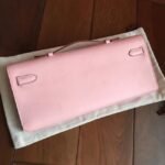 Rose Dragee Swift Knockoff Hermes Kelly Cut Clutch Soft Pastel Bag - Image 3