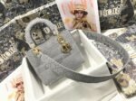 Dior Lady D-Lite Medium Bag Faux in Grey Cannage Embroidered Canvas - Image 10