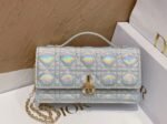 Dior Miss Dior Mini Bag Knockoff in Iridescent Metallic Silver Lambskin - Image 3