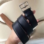 Black epsom leather fake Hermes Etriviere belt