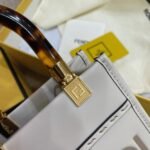 Top Quality Replica Fendi Mini Sunshine Shopper Bag In White Leather - Image 8