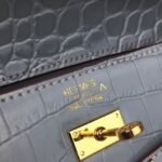 Blue Lin Crocodile Copy Hermes Kelly Cut Clutch Elegant Purse - Image 8
