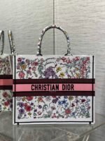 Dior Large Book Tote Bag Replica in White Multicolor Florilegio Embroidery - Image 8