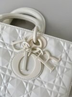 Dior Lady D-Joy Medium Bag Knockoff in White Calfskin with Diamond Motif - Image 5