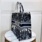 Dior Large Book Tote Bag Replica in Blue Palm Tree Toile de Jouy Embroidery - Image 4