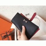 Black Ruby Designer Replica Hermes Bearn Wallet - Image 5