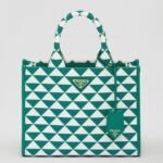 Prada Symbole Small Bag Replica in Green/White Jacquard Fabric