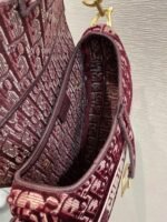 Dior Saddle Bag Faux in Bordeaux Velvet Oblique Embroidered - Image 2