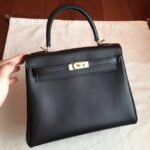 Black Swift Replica Hermes Kelly 25cm Retourne Soft Bag