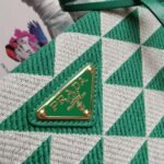 Prada Symbole Small Bag Replica in Green/White Jacquard Fabric - Image 6