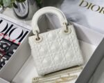 Dior Lady Dior Mini Bag Knockoff in White Calfskin with Diamond Motif - Image 8