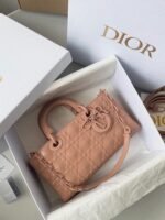 Dior Lady D-Joy Medium Bag Faux in Nude Calfskin with Diamond Motif - Image 10