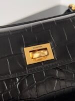 Knockoff Balenciaga Rodeo Mini Bag Black Crocodile Embossed Calfskin - Image 9