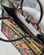 Dior Large Book Tote Bag Faux in Yellow Multicolor Dior Paisley Embroidery - Image 6