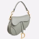 Dior Saddle Bag Fake in Gray Grained Calfskin