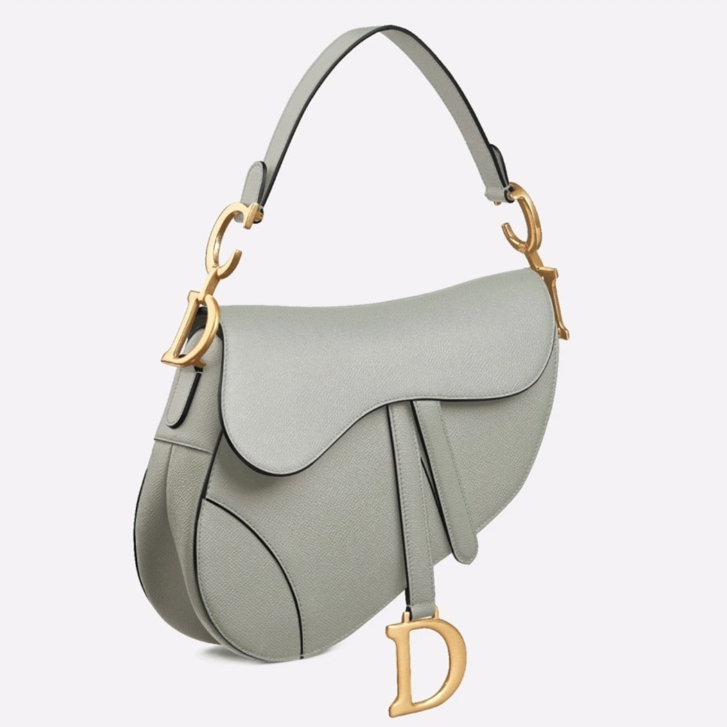 AEEE4650-CE10-A5E4-DE0B-82816822B9F3.jpg Dior Saddle Bag Fake in Gray Grained Calfskin - Image 1