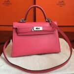 Rose Lipstick Chevre Faux Designer Hermes Kelly 20CM Bag