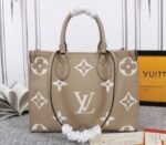 Louis Vuitton Monogram Empreinte OnTheGo MM Tote In Tourterelle Gray