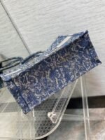 Dior Large Book Tote Bag Replica in Blue Brocart Denim-Effect Embroidery - Image 9