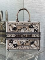 Dior Large Book Tote Bag Fake in Beige Butterfly Bandana Embroidery - Image 5