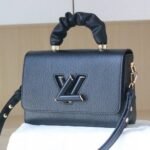 Louis Vuitton Taurillon Leather Twist MM Scrunchie Handle In Black