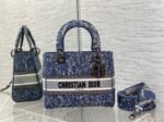 Dior Lady D-Lite Medium Bag Replica in Blue Brocart Denim-Effect Embroidery - Image 3